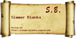 Simmer Bianka névjegykártya
